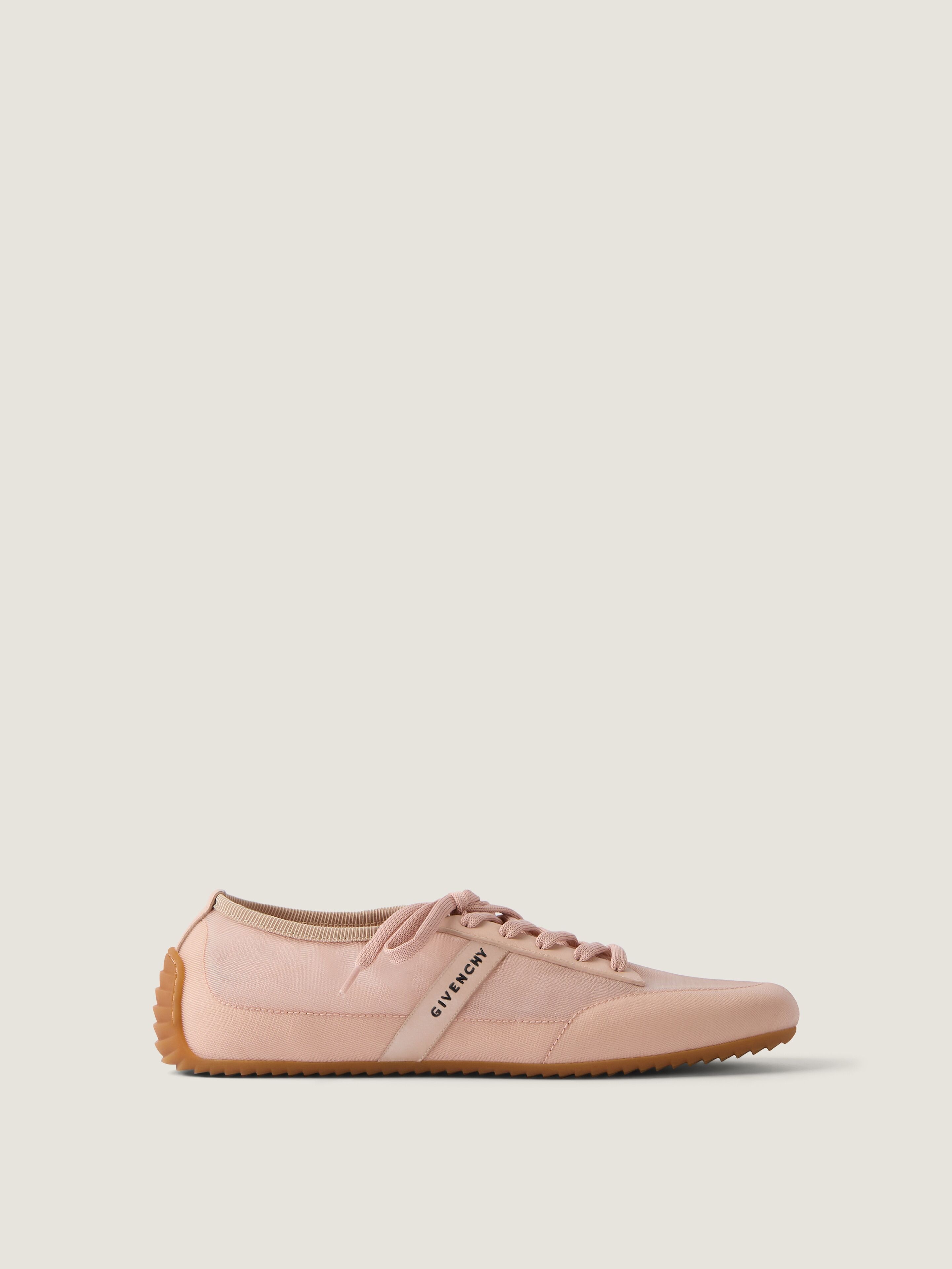 Slim sneakers in transparent mesh and leather